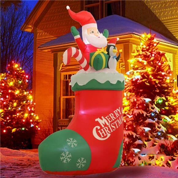 6FT Christmas Inflatables Outdoor Decorations, Inflatable Santa and Penguin - Picture 3 of 7